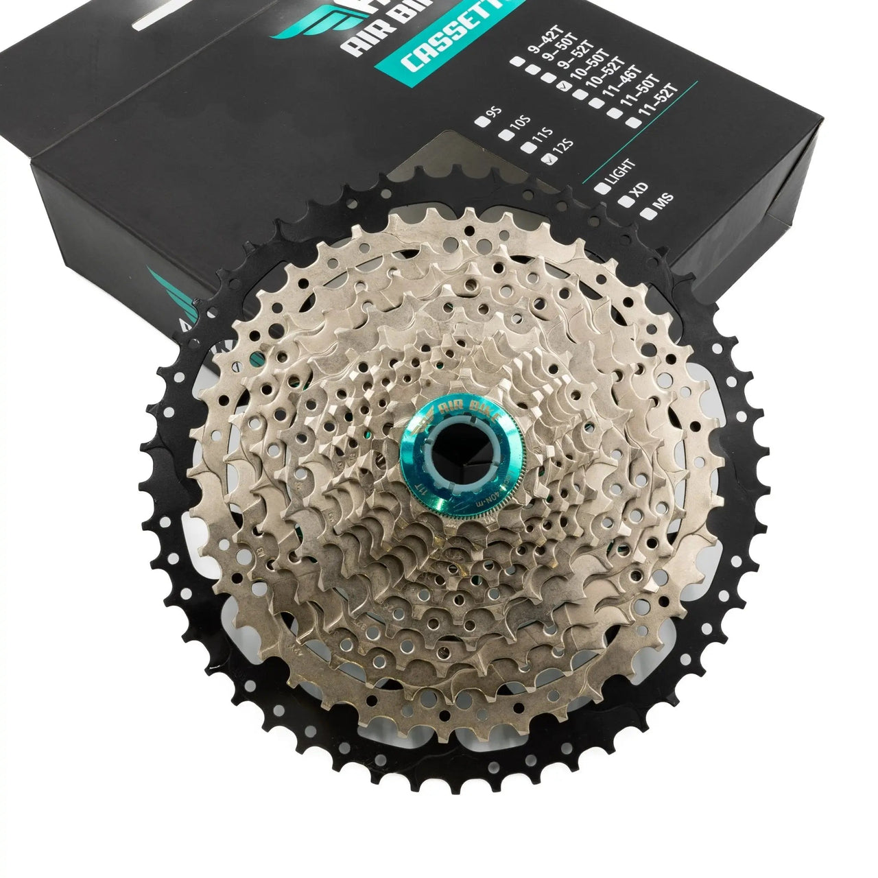 12 Speed 11 - 50T Cassette For Mountain Bike MTB & Road fits Shimano/Sram - Hyper Glide Clearance - Air Bike