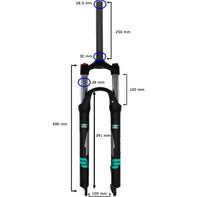 Thumbnail for 26 Inch Tapered Suspension Fork Black Air Bike XC28 100mm Travel & Lockout Mountain Bike Quick Release Fork - Air Bike