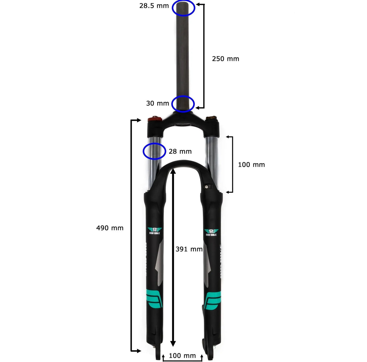 27.5 Inch Tapered Suspension Fork Black Air Bike XC28 100mm Travel & Lockout Mountain Bike Quick Release Fork - Air BikeSuspension Fork