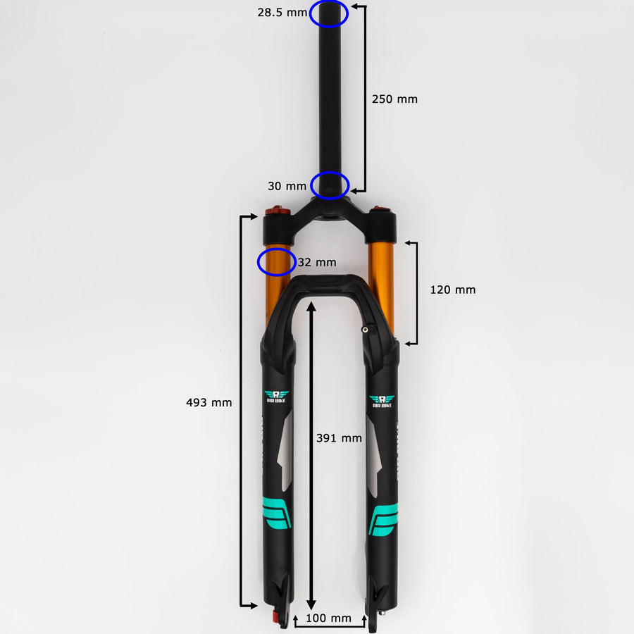 29 Inch Air Fork XC32A 120mm Travel & Rebound - Straight Steerer Black - Air BikeSuspension Fork