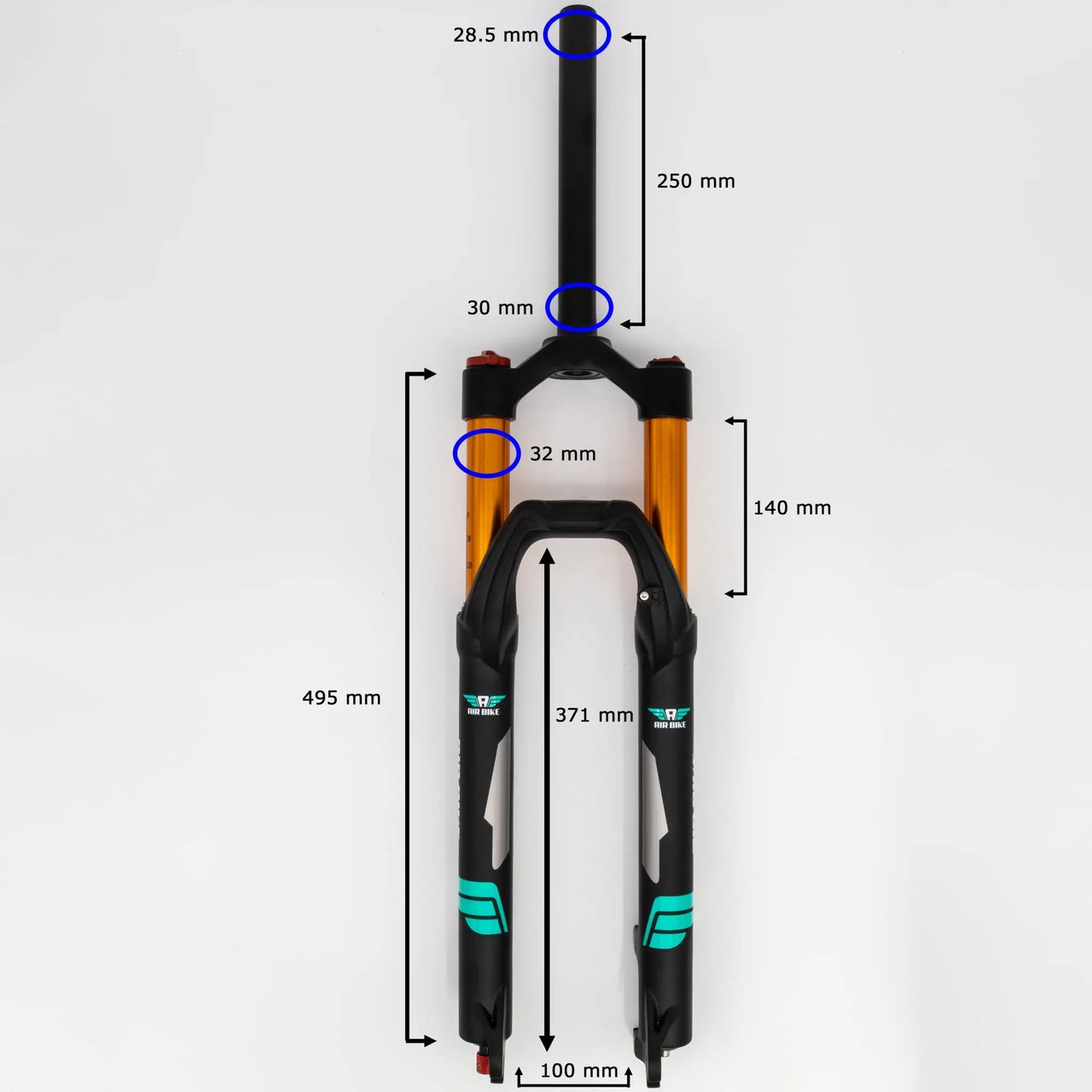 Airbikeuk 26 Air Fork 140mm Travel XC32A Black Rebound MTB Suspension Fork - Air Bike