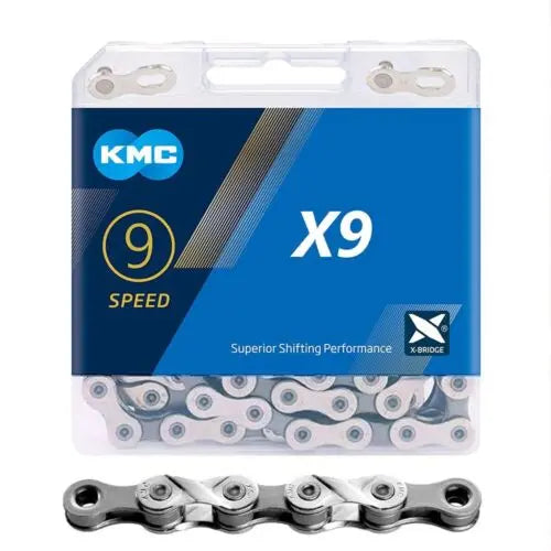 KMC 9 Speed Chain 116 links Nickle Plated MTB Road Bike - Air BikeCHAIN